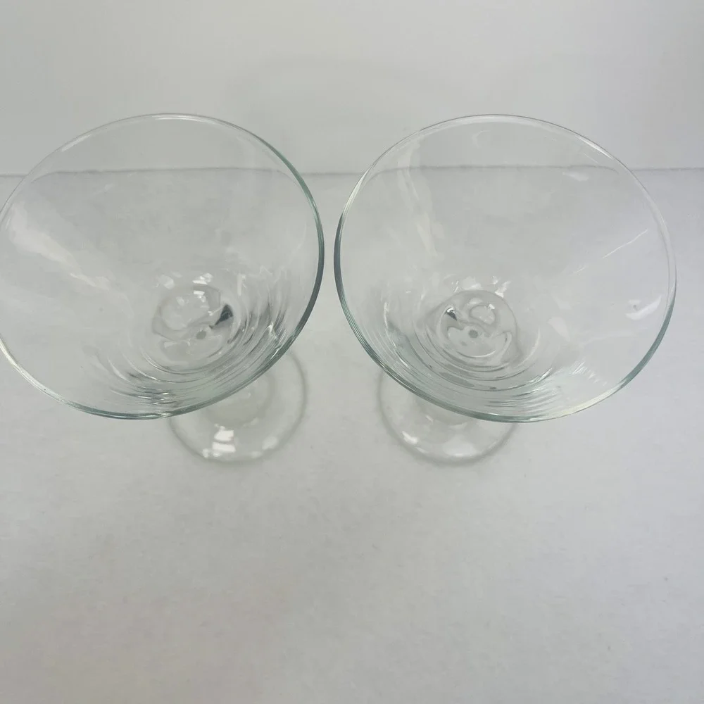Set of 2 Clear Glass Martini Glasses Classic Stemmed Cocktail Barware 7.25in